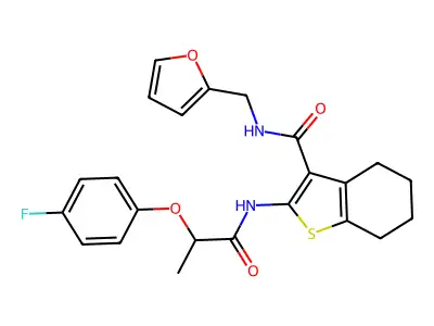 2-{[2-(4-FLUOROPHENOXY)PROPANOYL]AMINO}-N-(2-FURYLMETHYL)-4,5,6,7-TETRAHYDRO-1-BENZOTHIOPHENE-3-CARBOXAMIDE structure