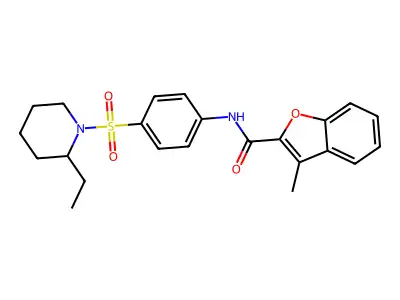N-(4-((2-ET-1-Piperidinyl)sulfonyl)phenyl)-3-methyl-1-benzofuran-2-carboxamide structure