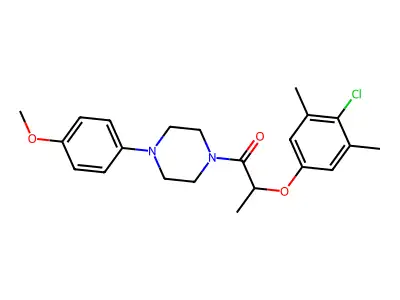 2-(4-chloro-3,5-dimethylphenoxy)-1-[4-(4-methoxyphenyl)piperazin-1-yl]propan-1-one structure