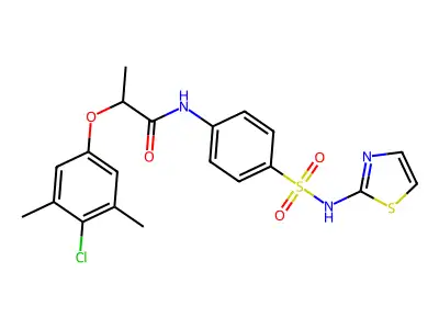 2-(4-chloro-3,5-dimethylphenoxy)-N-[4-(1,3-thiazol-2-ylsulfamoyl)phenyl]propanamide structure