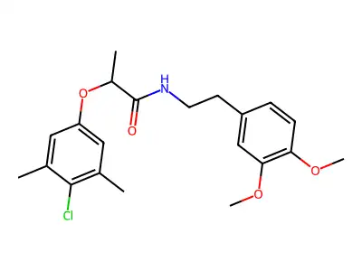 2-(4-chloro-3,5-dimethylphenoxy)-N-[2-(3,4-dimethoxyphenyl)ethyl]propanamide structure