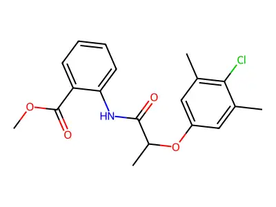 Methyl 2-{[2-(4-chloro-3,5-dimethylphenoxy)propanoyl]amino}benzoate structure