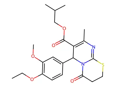 isobutyl 6-(4-ethoxy-3-methoxyphenyl)-8-methyl-4-oxo-3,4-dihydro-2H,6H-pyrimido[2,1-b][1,3]thiazine-7-carboxylate structure