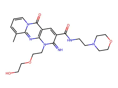 7-[2-(2-hydroxyethoxy)ethyl]-6-imino-11-methyl-N-[2-(morpholin-4-yl)ethyl]-2-oxo-1,7,9-triazatricyclo[8.4.0.0^{3,8}]tetradeca-3(8),4,9,11,13-pentaene-5-carboxamide structure