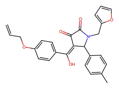 1-(furan-2-ylmethyl)-4-[hydroxy-(4-prop-2-enoxyphenyl)methylidene]-5-(4-methylphenyl)pyrrolidine-2,3-dione structure