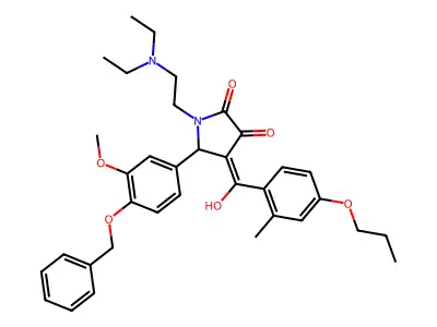 1-(2-diethylaminoethyl)-4-[hydroxy-(2-methyl-4-propoxyphenyl)methylidene]-5-(3-methoxy-4-phenylmethoxyphenyl)pyrrolidine-2,3-dione structure