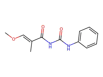 3-methoxy-2-methyl-N-(phenylcarbamoyl)prop-2-enamide structure