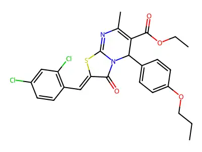 Ethyl 2-[(2,4-dichlorophenyl)methylene]-2,3-dihydro-7-methyl-3-oxo-5-(4-propoxyphenyl)-5H-thiazolo[3,2-a]pyrimidine-6-carboxylate structure