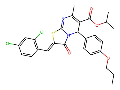 1-Methylethyl 2-[(2,4-dichlorophenyl)methylene]-2,3-dihydro-7-methyl-3-oxo-5-(4-propoxyphenyl)-5H-thiazolo[3,2-a]pyrimidine-6-carboxylate structure