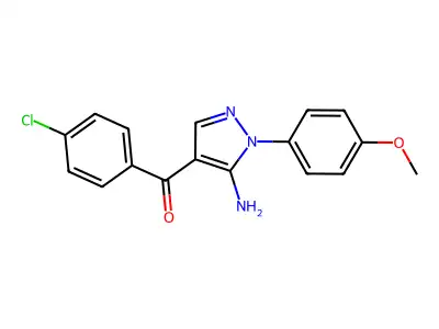 (5-Amino-1-(4-methoxyphenyl)-1H-pyrazol-4-YL)(4-chlorophenyl)methanone structure