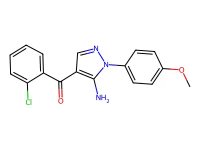 (5-Amino-1-(4-methoxyphenyl)-1H-pyrazol-4-YL)(2-chlorophenyl)methanone structure