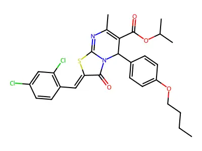 1-Methylethyl 5-(4-butoxyphenyl)-2-[(2,4-dichlorophenyl)methylene]-2,3-dihydro-7-methyl-3-oxo-5H-thiazolo[3,2-a]pyrimidine-6-carboxylate structure