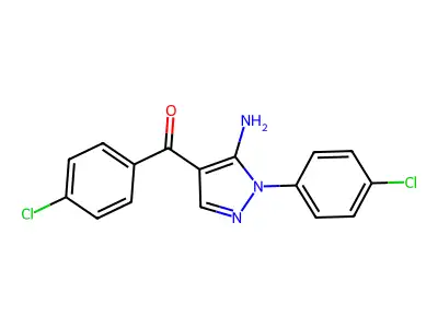 (5-Amino-1-(4-chlorophenyl)-1H-pyrazol-4-YL)(4-chlorophenyl)methanone structure