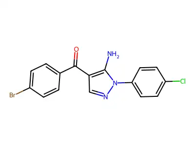 (5-Amino-1-(4-chlorophenyl)-1H-pyrazol-4-YL)(4-bromophenyl)methanone structure