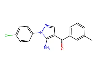 (5-Amino-1-(4-chlorophenyl)-1H-pyrazol-4-YL)(3-methylphenyl)methanone structure