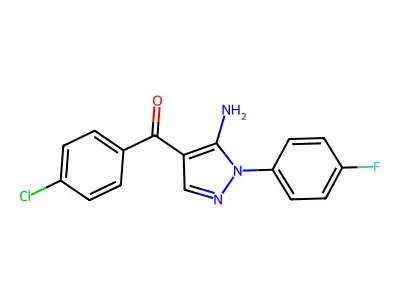 (5-Amino-1-(4-fluorophenyl)-1H-pyrazol-4-YL)(4-chlorophenyl)methanone structure