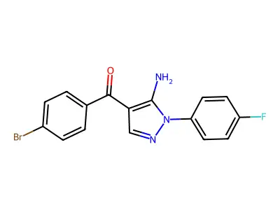 (5-Amino-1-(4-fluorophenyl)-1H-pyrazol-4-YL)(4-bromophenyl)methanone structure