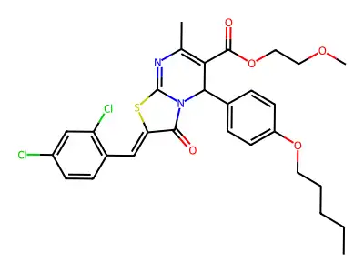 2-Methoxyethyl 2-[(2,4-dichlorophenyl)methylene]-2,3-dihydro-7-methyl-3-oxo-5-[4-(pentyloxy)phenyl]-5H-thiazolo[3,2-a]pyrimidine-6-carboxylate structure