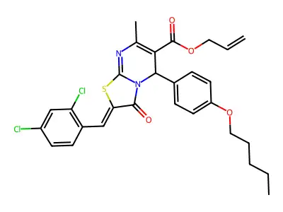 2-Propen-1-yl 2-[(2,4-dichlorophenyl)methylene]-2,3-dihydro-7-methyl-3-oxo-5-[4-(pentyloxy)phenyl]-5H-thiazolo[3,2-a]pyrimidine-6-carboxylate structure