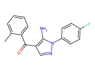 (5-Amino-1-(4-fluorophenyl)-1H-pyrazol-4-YL)(2-methylphenyl)methanone structure