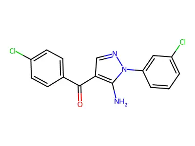 (5-Amino-1-(3-chlorophenyl)-1H-pyrazol-4-YL)(4-chlorophenyl)methanone structure