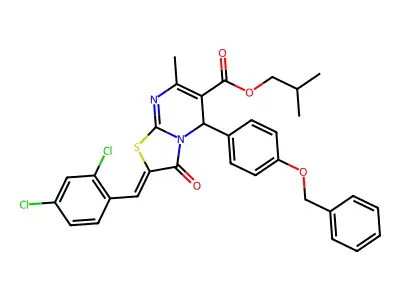 2-Methylpropyl 2-[(2,4-dichlorophenyl)methylene]-2,3-dihydro-7-methyl-3-oxo-5-[4-(phenylmethoxy)phenyl]-5H-thiazolo[3,2-a]pyrimidine-6-carboxylate structure