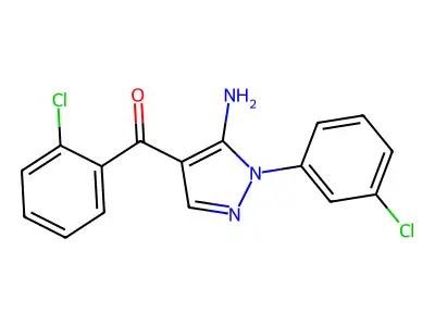 (5-Amino-1-(3-chlorophenyl)-1H-pyrazol-4-YL)(2-chlorophenyl)methanone structure