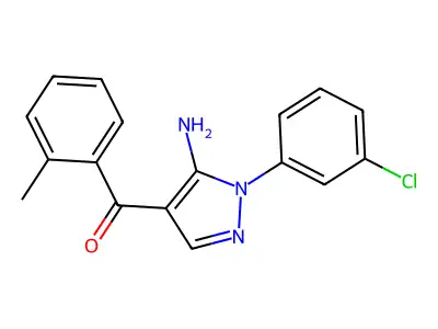 (5-Amino-1-(3-chlorophenyl)-1H-pyrazol-4-YL)(2-methylphenyl)methanone structure