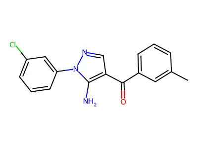 (5-Amino-1-(3-chlorophenyl)-1H-pyrazol-4-YL)(3-methylphenyl)methanone structure