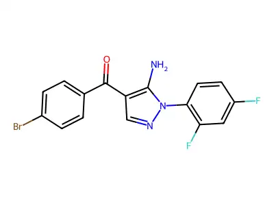 (5-Amino-1-(2,4-difluorophenyl)-1H-pyrazol-4-YL)(4-bromophenyl)methanone structure