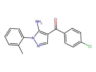 (5-Amino-1-(2-methylphenyl)-1H-pyrazol-4-YL)(4-chlorophenyl)methanone structure