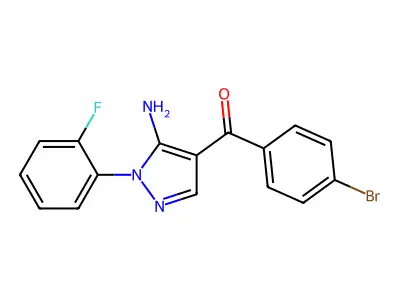 (5-Amino-1-(2-fluorophenyl)-1H-pyrazol-4-YL)(4-bromophenyl)methanone structure