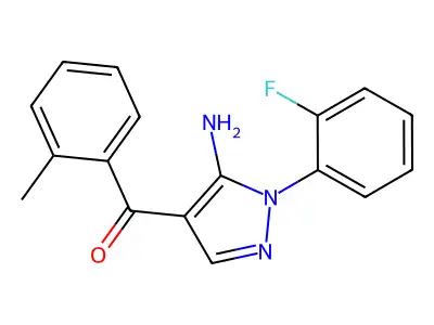 (5-Amino-1-(2-fluorophenyl)-1H-pyrazol-4-YL)(2-methylphenyl)methanone structure