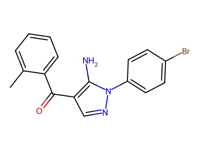 (5-Amino-1-(4-bromophenyl)-1H-pyrazol-4-YL)(2-methylphenyl)methanone structure