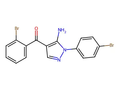 (5-Amino-1-(4-bromophenyl)-1H-pyrazol-4-YL)(2-bromophenyl)methanone structure