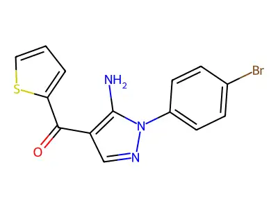 (5-Amino-1-(4-bromophenyl)-1H-pyrazol-4-YL)(2-thienyl)methanone structure