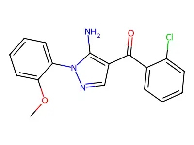 (5-Amino-1-(2-methoxyphenyl)-1H-pyrazol-4-YL)(2-chlorophenyl)methanone structure