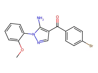 (5-Amino-1-(2-methoxyphenyl)-1H-pyrazol-4-YL)(4-bromophenyl)methanone structure