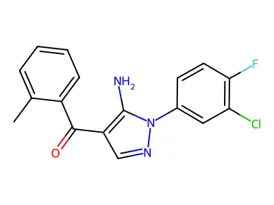 (5-Amino-1-(3-chloro-4-fluorophenyl)-1H-pyrazol-4-YL)(2-methylphenyl)methanone structure