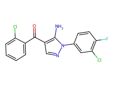 (5-Amino-1-(3-chloro-4-fluorophenyl)-1H-pyrazol-4-YL)(2-chlorophenyl)methanone structure