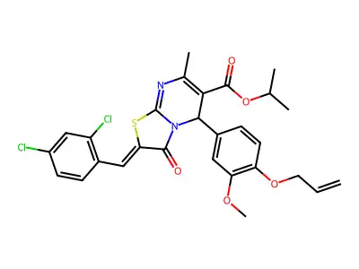 1-Methylethyl 2-[(2,4-dichlorophenyl)methylene]-2,3-dihydro-5-[3-methoxy-4-(2-propen-1-yloxy)phenyl]-7-methyl-3-oxo-5H-thiazolo[3,2-a]pyrimidine-6-carboxylate structure