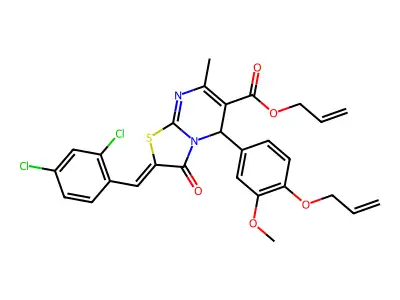 2-Propen-1-yl 2-[(2,4-dichlorophenyl)methylene]-2,3-dihydro-5-[3-methoxy-4-(2-propen-1-yloxy)phenyl]-7-methyl-3-oxo-5H-thiazolo[3,2-a]pyrimidine-6-carboxylate structure