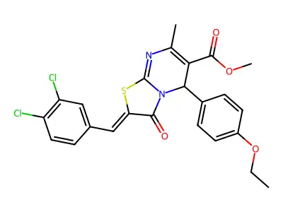 Methyl 2-[(3,4-dichlorophenyl)methylene]-5-(4-ethoxyphenyl)-2,3-dihydro-7-methyl-3-oxo-5H-thiazolo[3,2-a]pyrimidine-6-carboxylate structure