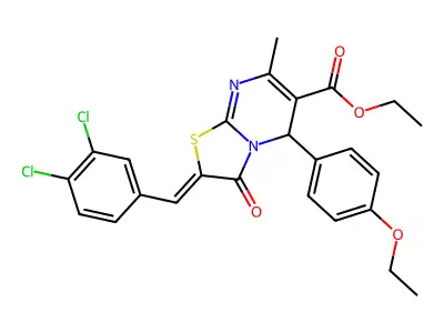 Ethyl 2-[(3,4-dichlorophenyl)methylene]-5-(4-ethoxyphenyl)-2,3-dihydro-7-methyl-3-oxo-5H-thiazolo[3,2-a]pyrimidine-6-carboxylate structure