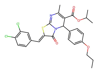 1-Methylethyl 2-[(3,4-dichlorophenyl)methylene]-2,3-dihydro-7-methyl-3-oxo-5-(4-propoxyphenyl)-5H-thiazolo[3,2-a]pyrimidine-6-carboxylate structure