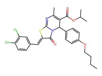 1-Methylethyl 5-(4-butoxyphenyl)-2-[(3,4-dichlorophenyl)methylene]-2,3-dihydro-7-methyl-3-oxo-5H-thiazolo[3,2-a]pyrimidine-6-carboxylate structure