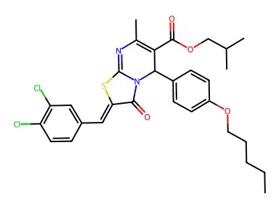 2-Methylpropyl 2-[(3,4-dichlorophenyl)methylene]-2,3-dihydro-7-methyl-3-oxo-5-[4-(pentyloxy)phenyl]-5H-thiazolo[3,2-a]pyrimidine-6-carboxylate structure