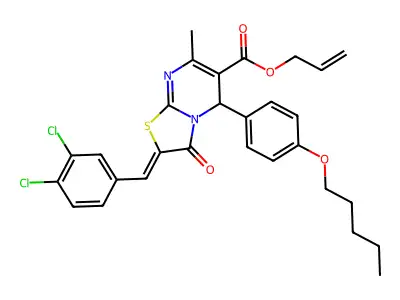 2-Propen-1-yl 2-[(3,4-dichlorophenyl)methylene]-2,3-dihydro-7-methyl-3-oxo-5-[4-(pentyloxy)phenyl]-5H-thiazolo[3,2-a]pyrimidine-6-carboxylate structure