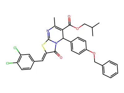 2-Methylpropyl 2-[(3,4-dichlorophenyl)methylene]-2,3-dihydro-7-methyl-3-oxo-5-[4-(phenylmethoxy)phenyl]-5H-thiazolo[3,2-a]pyrimidine-6-carboxylate structure