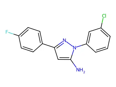 1-(3-Chlorophenyl)-3-(4-fluorophenyl)-1H-pyrazol-5-amine structure